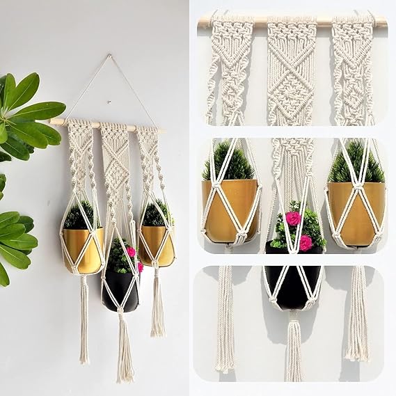 Macrame Hanging Planter Pot Holder Wall Hanging - Leechoo
